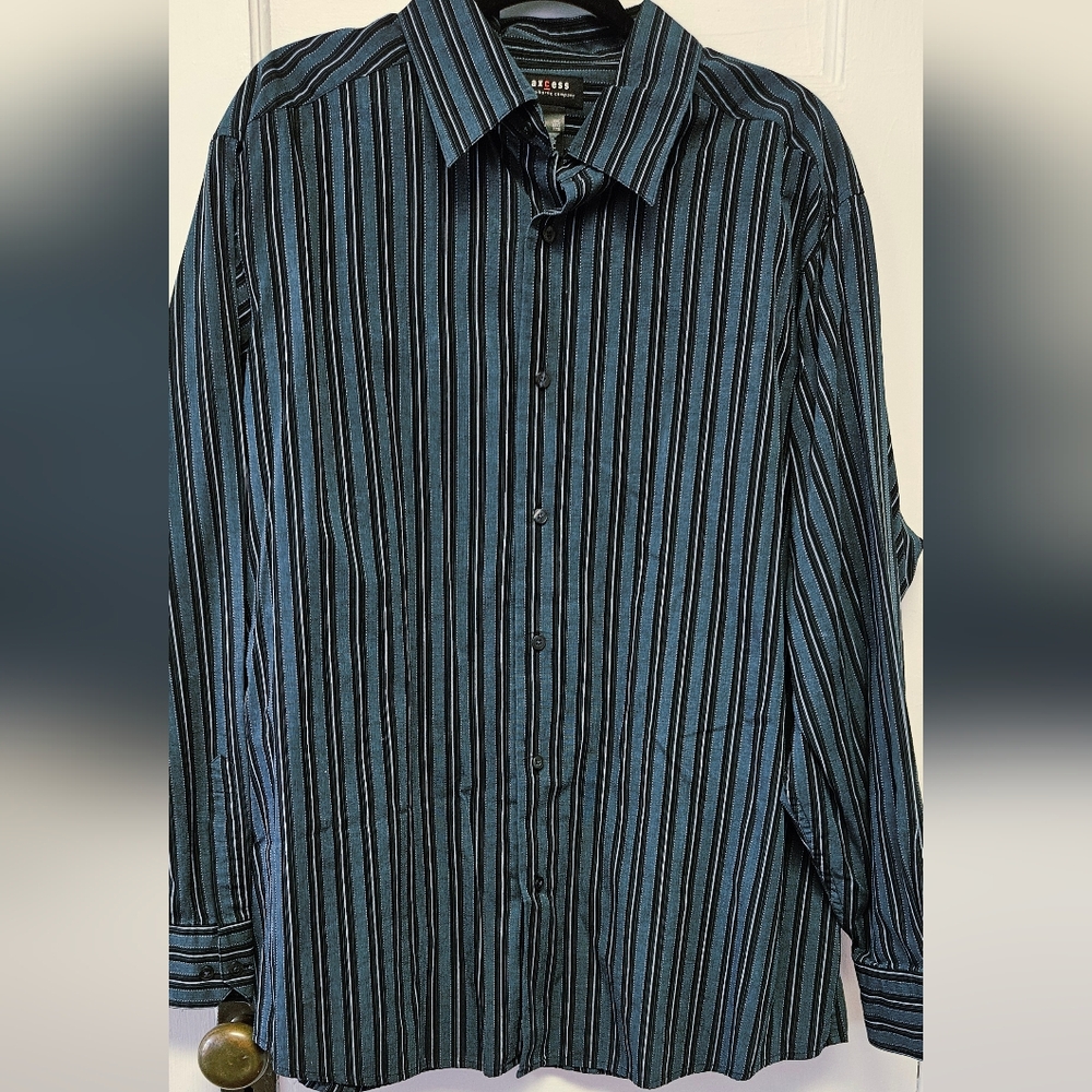 Axcess Men's Dark Blue Pinstripe Shirt Size 2XL